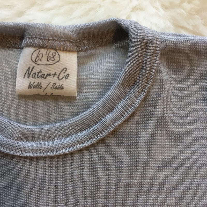 Halbarm Shirt Wolle Seide grau